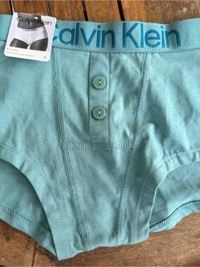 Calvin Klein Aqua Button-Front Cotton Briefs
